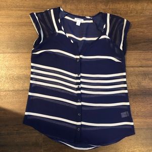 Old Navy Sheer Navy Blouse